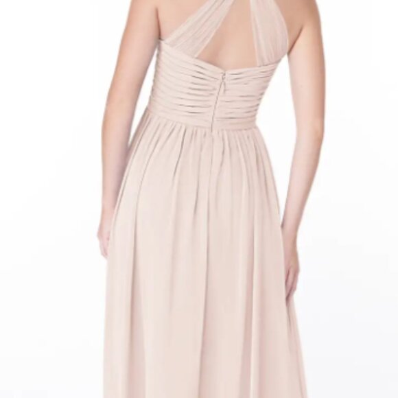 HEMMED PETITE Azazie Jaclyn Rose Petal Flowy Pleated Chiffon Dress - Picture 2 of 3